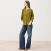 Chemise en coton manches 3/4 vert kaki femme
