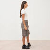 Bermuda large taille haute gris fonc&eacute; femme