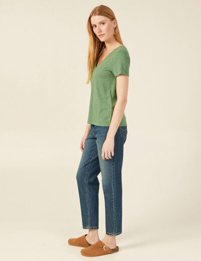 T-shirt manches courtes vert femme