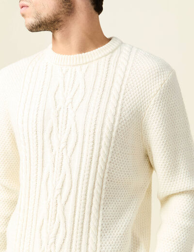 Pull manches longues ecru homme