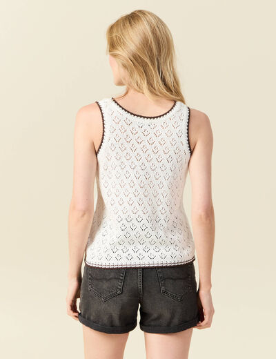 Pull sans manches ecru femme