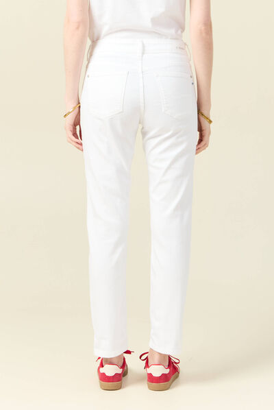 Jeans girlfriend taille haute denim blanc femme