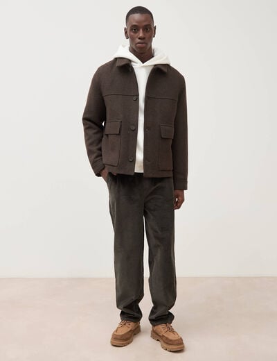 Pantalon large en velours vert kaki homme