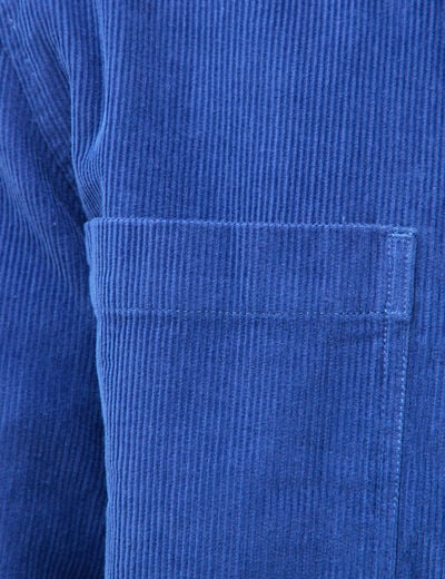 Surchemise courte droite en velours bleu electrique homme