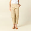 Pantalon taille haute fluide marron clair femme