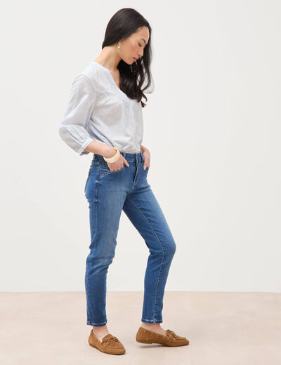 Jeans slim 7/8&egrave;me denim stone femme