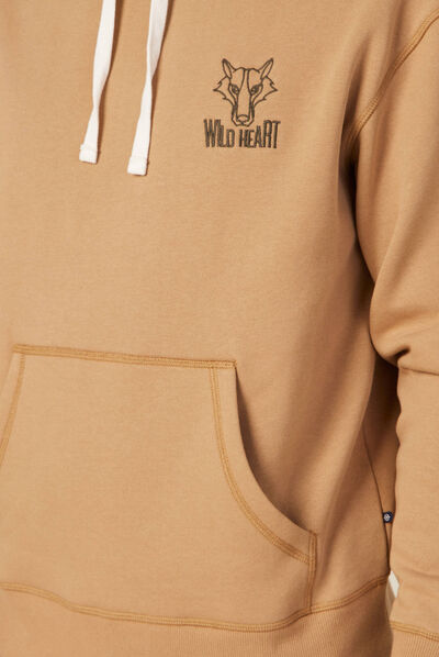 Sweat à capuche fourrée beige homme