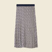 Jupe longue droite plissée bleu marine femme