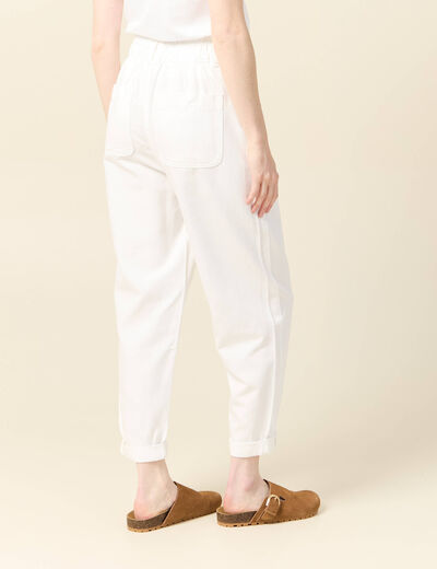 Jeans slouchy taille haute denim blanc femme