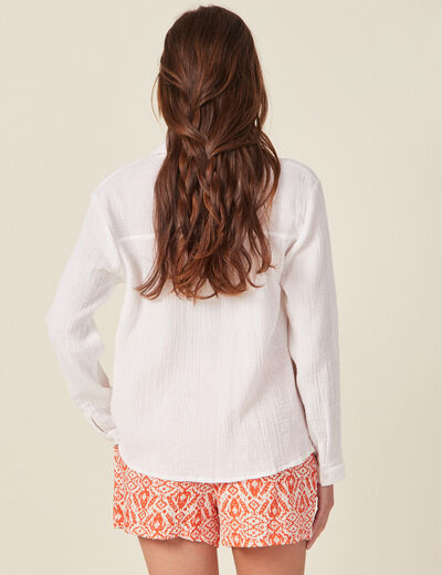 Chemise manches longues blanc femme