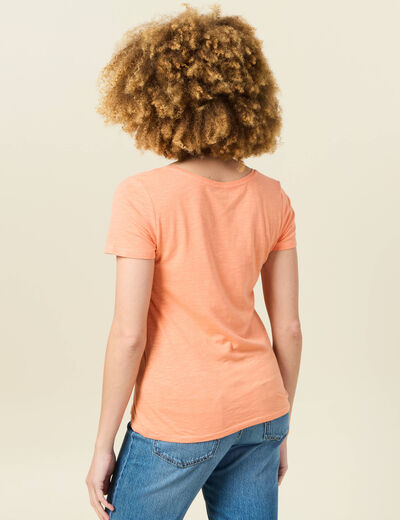 T-shirt manches courtes orange corail femme