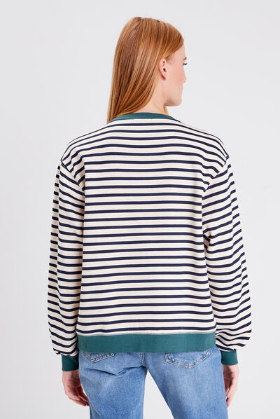 Sweat manches longues ecru femme