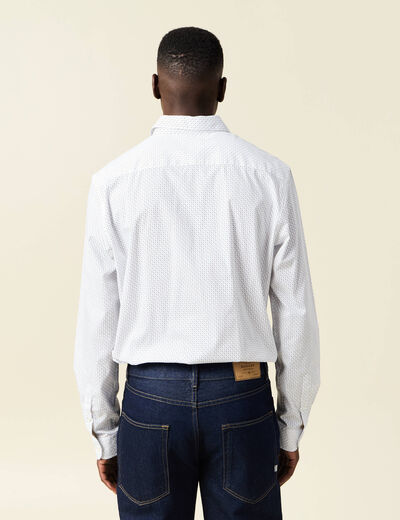 Chemise en coton manches longues blanc homme