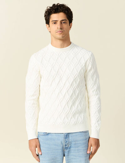 Pull manches longues blanc homme