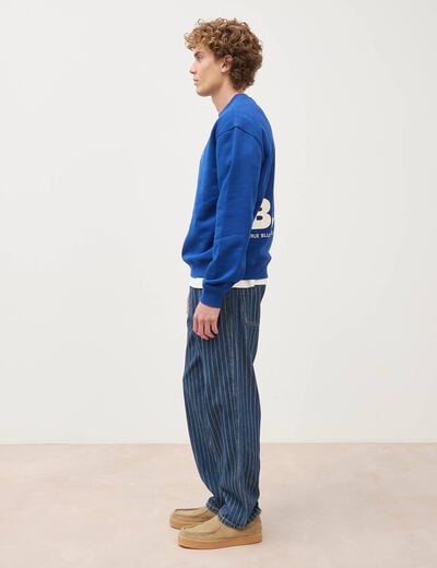 Sweat droit col rond manches longues bleu electrique homme