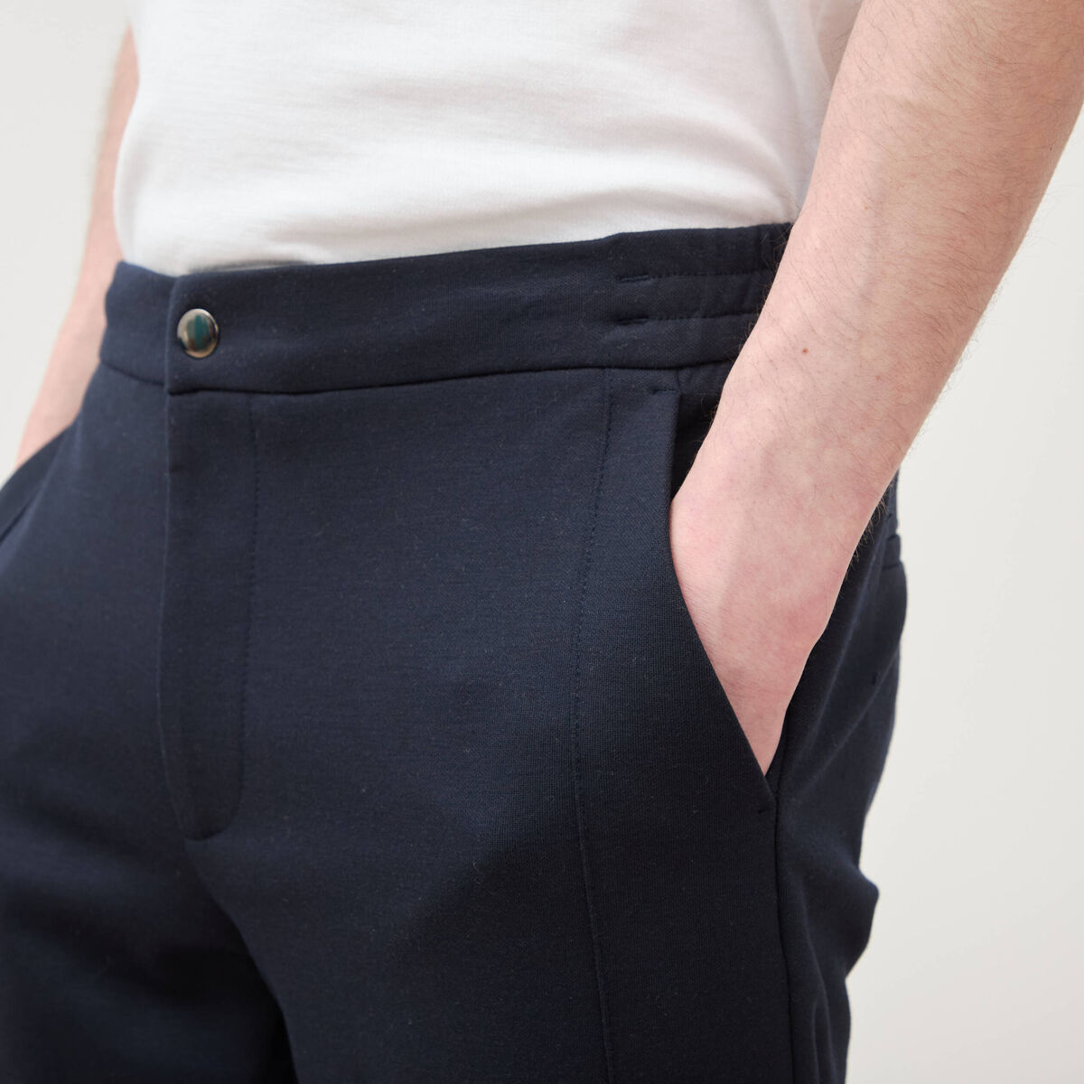 Pantalon droit longueur 32 bleu marine homme