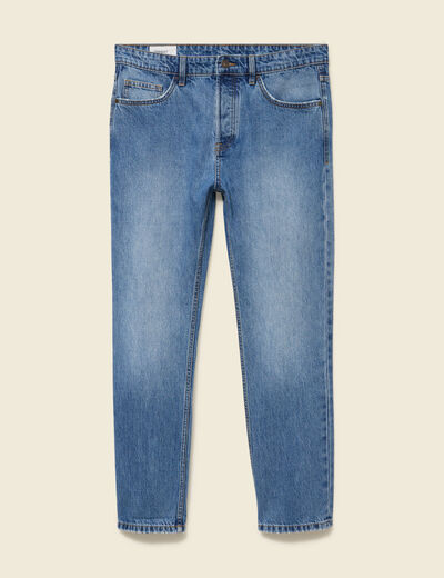 Jeans straight longueur 32 en coton denim stone homme
