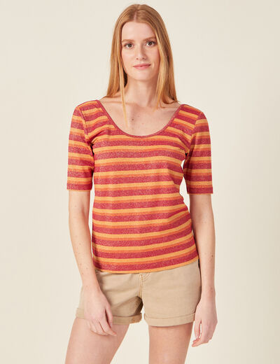 T-shirt manches courtes rouge clair femme