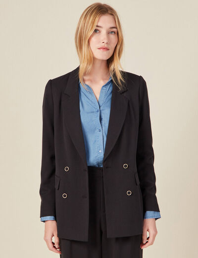 Veste blazer double boutonnage noir femme