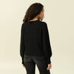 Pull manches longues col rond &agrave; sequins noir femme