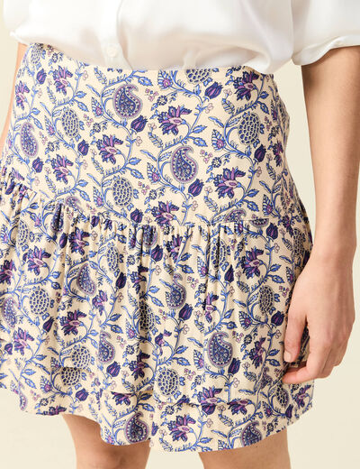 Jupe longue imprimée bleu femme