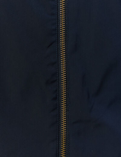 Parka réversible à capuche bleu marine femme