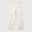 Jeans barrel taille haute bas resserr&eacute; ecru femme