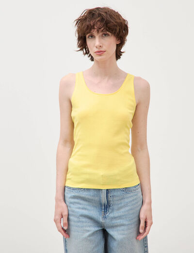 D&eacute;bardeur cintr&eacute; d&eacute;collet&eacute; sans manches jaune femme