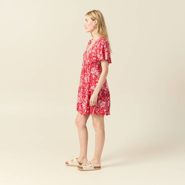 robe evasee manches courtes rouge femme Robe évasée manches courtes rouge femme