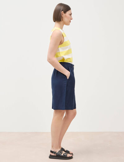 Short taille haute bleu marine femme