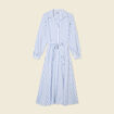 Robe longue évasée ceinturée bleu ciel femme