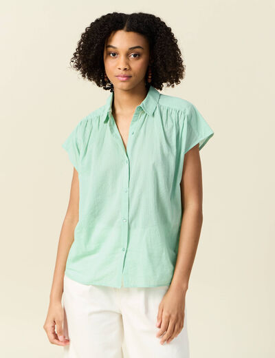 Blouse manches courtes vert clair femme