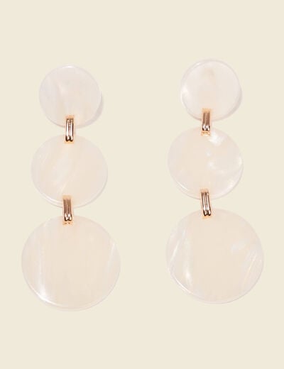 Boucles d'oreilles pendantes ecru femme