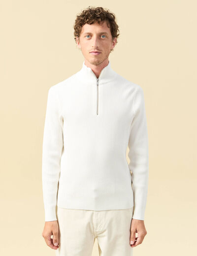 Pull col camionneur ecru homme