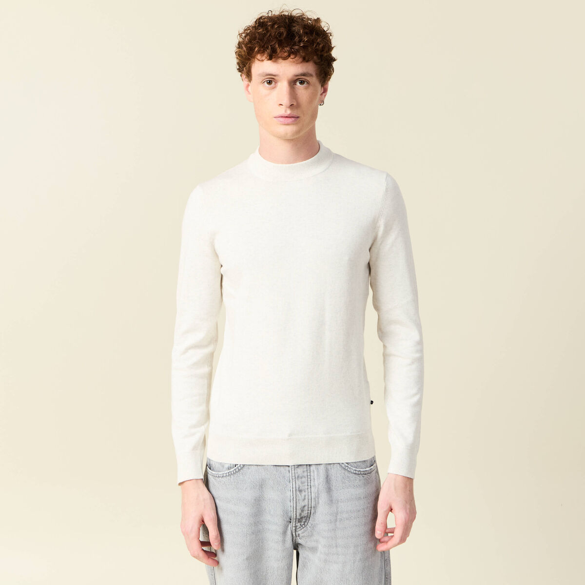 Pull manches longues ecru homme
