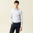 Chemise cintr&eacute;e en coton manches longues gris homme