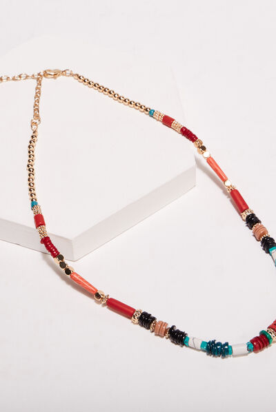 Collier avec perles orange foncé femme