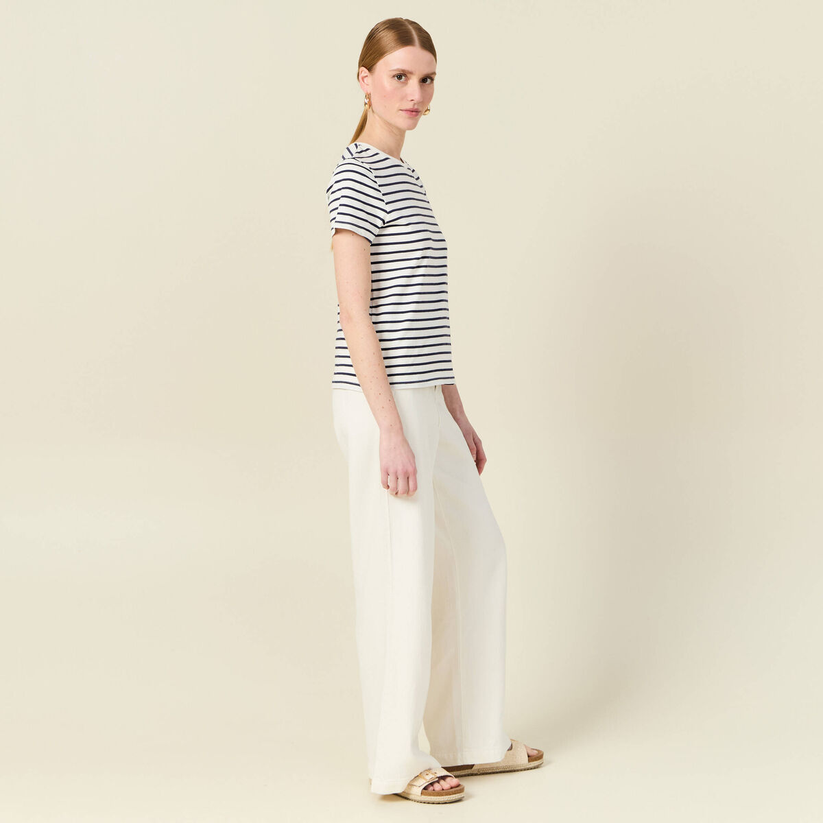 T-shirt manches courtes ecru femme