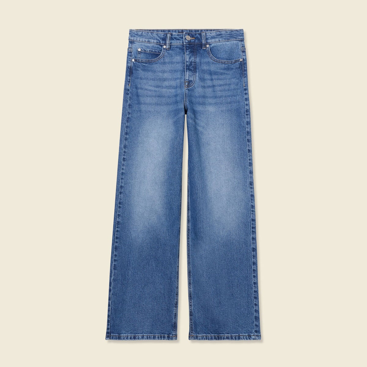 Jeans large taille haute denim stone femme