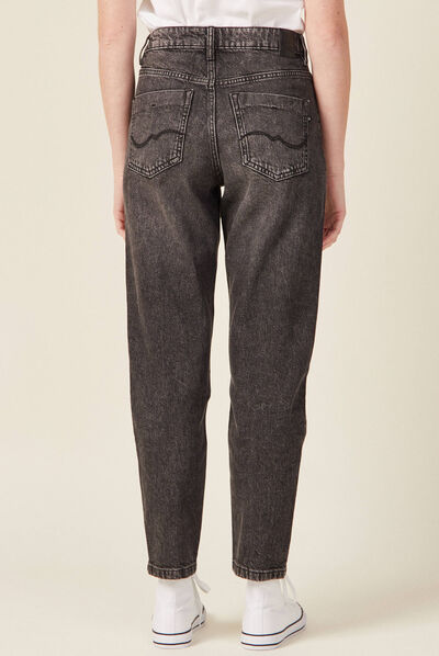 Jeans mom 7/8ème denim gris femme