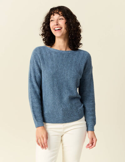 Pull manches longues bleu clair femme