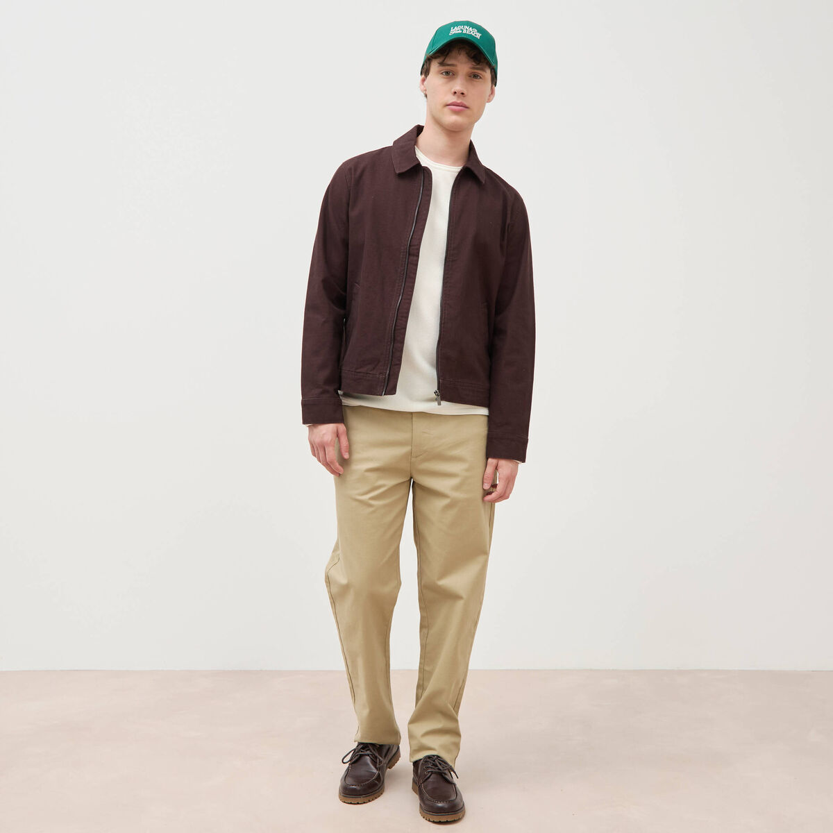 Pull col rond manches longues ecru homme