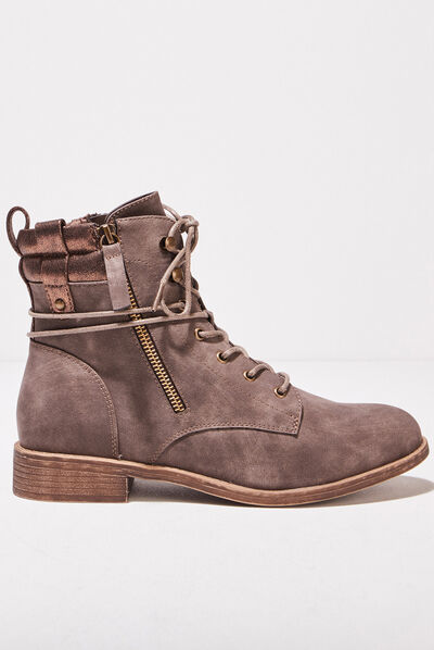 Bottines à détails zippés beige femme