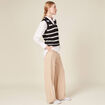 Pull droit court sans manches col v noir femme