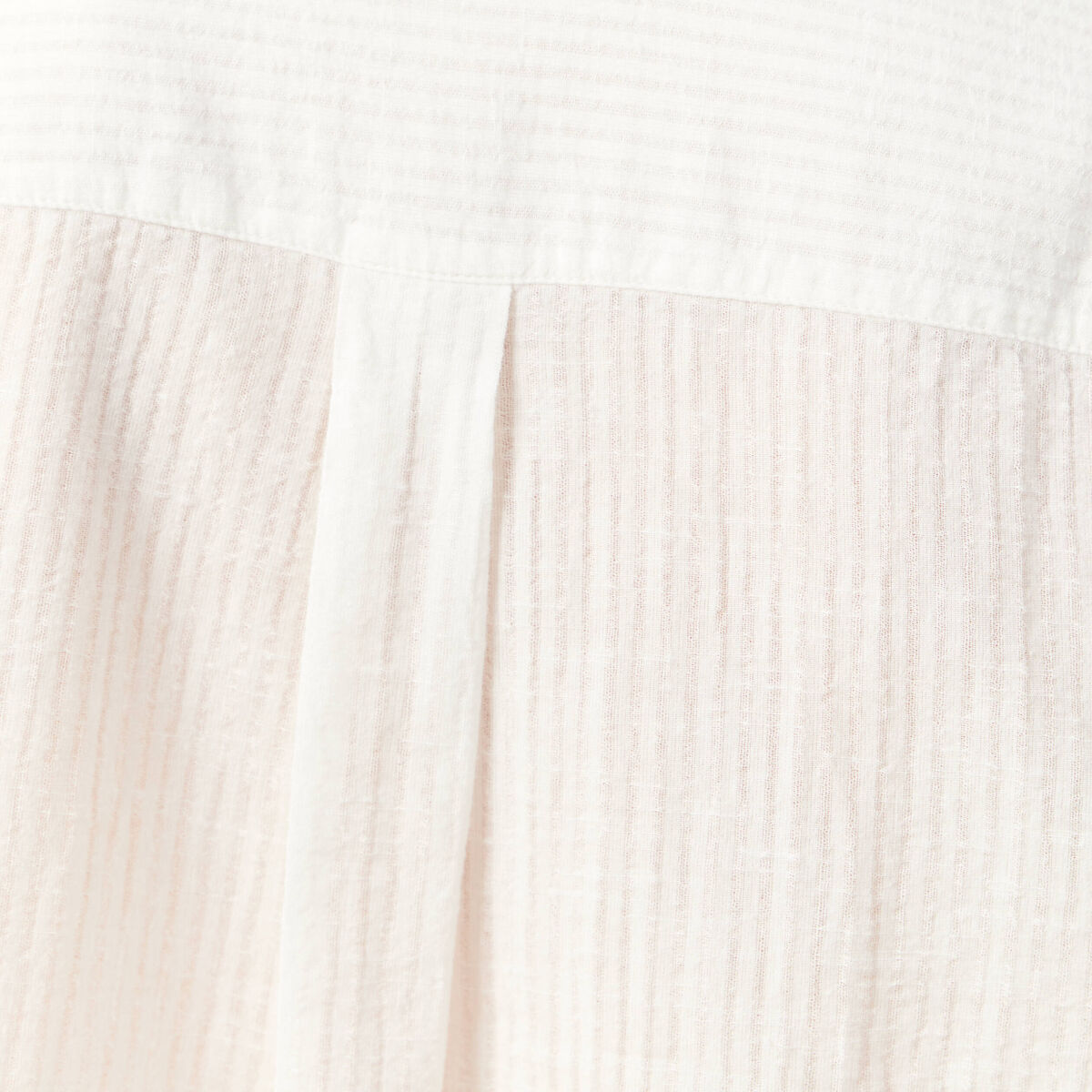 Chemise manches longues en coton brodée creme femme