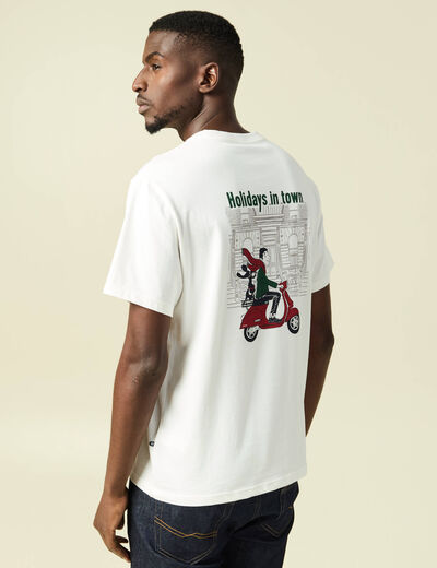T-shirt manches courtes en coton no&euml;l ecru homme