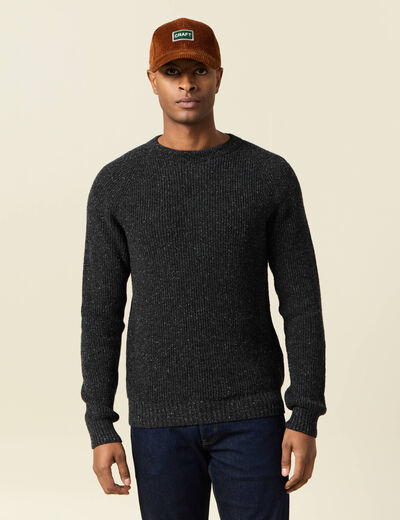 Pull manches longues fabriqué en France gris foncé homme