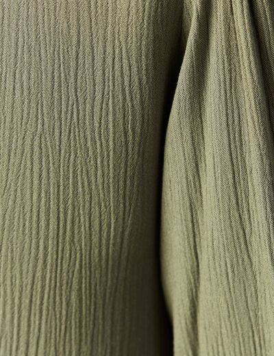 Robe évasée broderie vert kaki femme