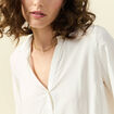 Blouse manches longues col V fluide ecru femme