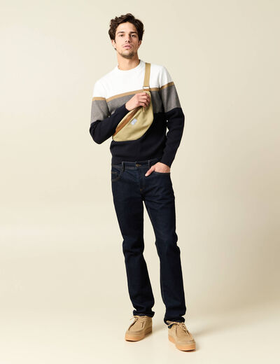 Pull manches longues bleu marine homme